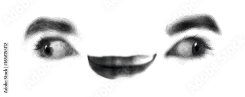 Funny stupid face vector with in halftone style