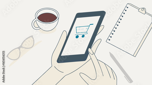 Person Using Smartphone for Online Shopping.