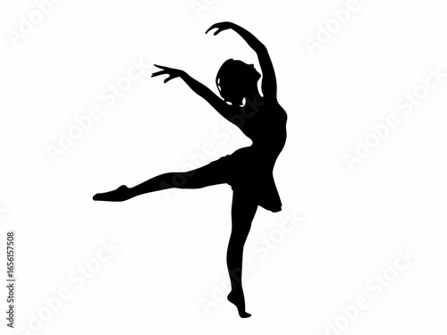 Female dancer silhouette in a dynamic ballet pose