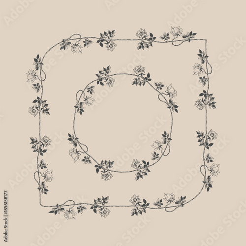 Roses and Thorns outline line border pattern brush