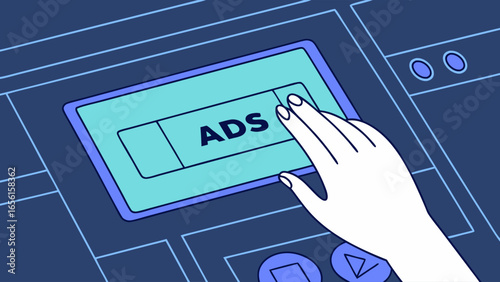 Hand Activating Ads Option on a Touchscreen Interface.