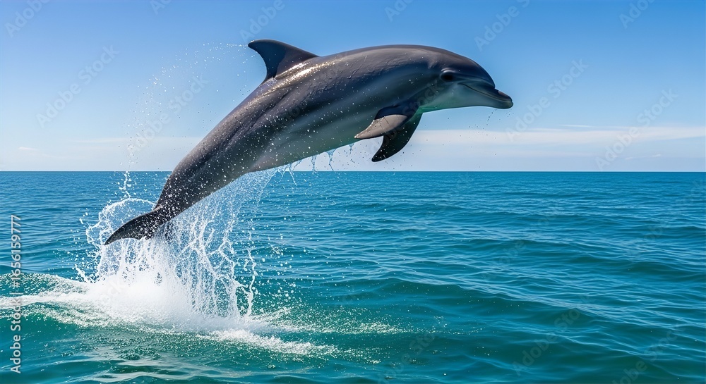 Naklejka premium Dolphin Jumping in Turquoise Sea