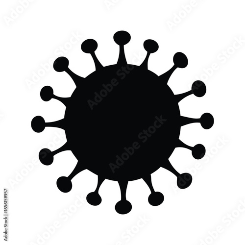 Black and white illustration of a virus or bacterium with protrusions vector illustration