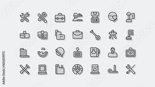 Collection of business and technical icons technology tools
