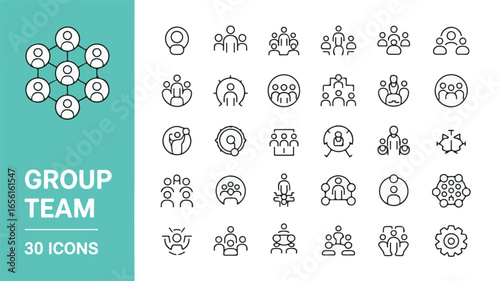 Human connection network and team organization icons people group