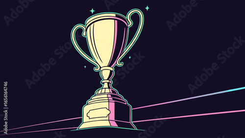 Retro Style Gold Trophy with Elegant Design.