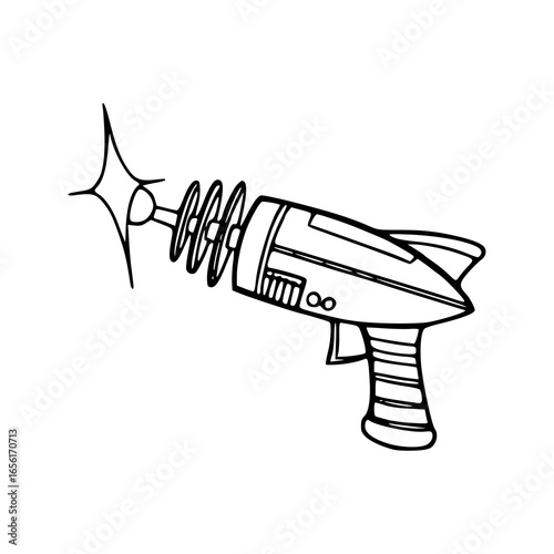 cartoon space laser gun outline drawing
