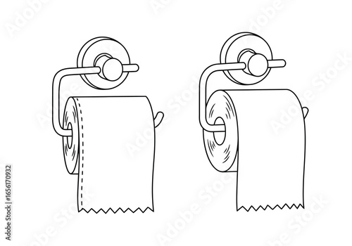 Two toilet paper rolls hanging on holders