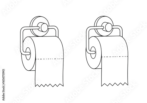 Two toilet paper rolls hanging on holders