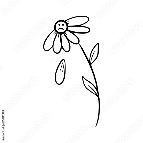 sad daisy line art drawing