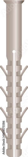 Realistic vector illustration of a plastic wall plug expanding inside the wall creating a strong fixture for screws, bolts, or other fasteners, isolated on transparent background