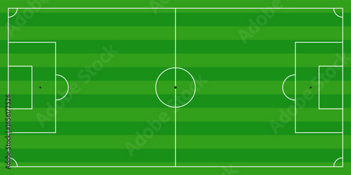Football fields top view. Soccer grass fields with chalk lines. Green grass field background. Vector Football - Soccer Field.