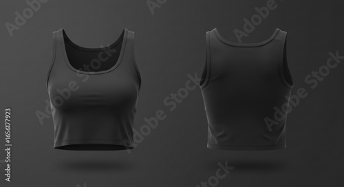 Black Cropped Tank Top Mockup: Front & Back Views