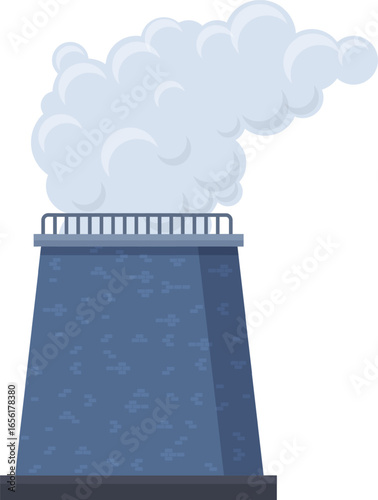 Large industrial chimney releasing a thick white cloud of smoke, highlighting the serious issues of air pollution and environmental degradation caused by industrial activities