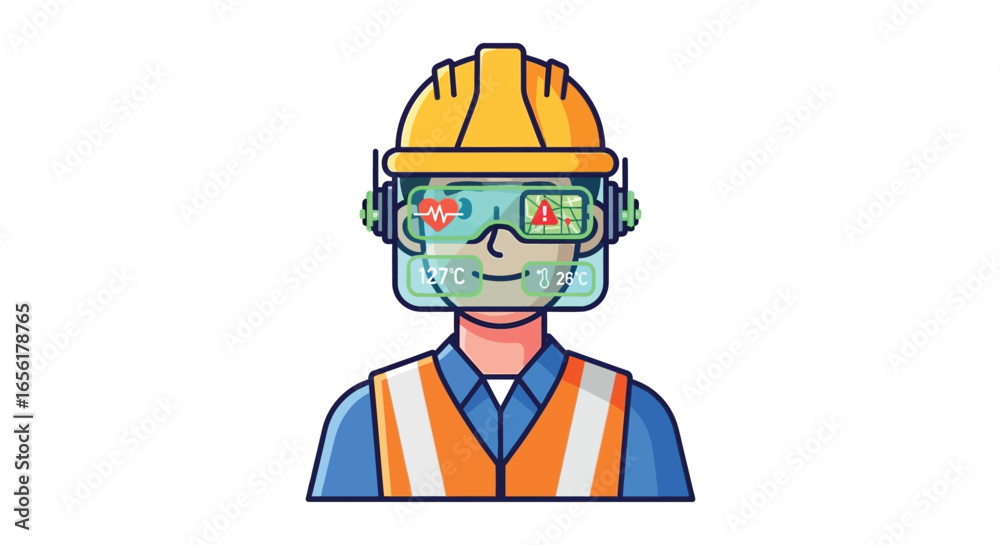 Fototapeta premium Construction Worker with Augmented Reality Headset Future of Building and Design
