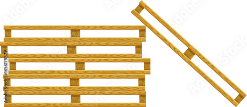 Wooden pallets lying and standing against a transparent background, serving as versatile elements for concepts in industry, transport, and logistics, enhancing visual storytelling in commerce