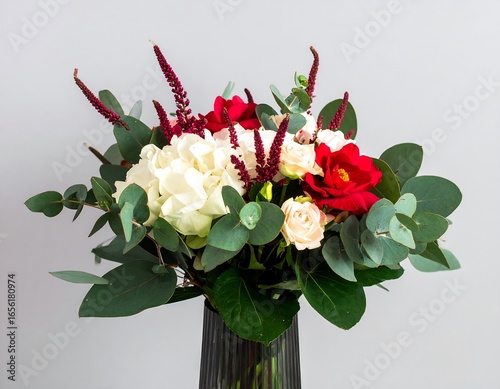 Vibrant bouquet of mixed flowers in a vase