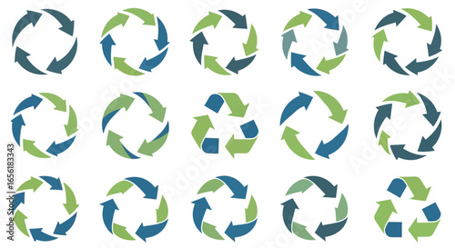 Circular Flow Arrow Cycle Icons for Process Diagrams and Eco-Friendly Designs
