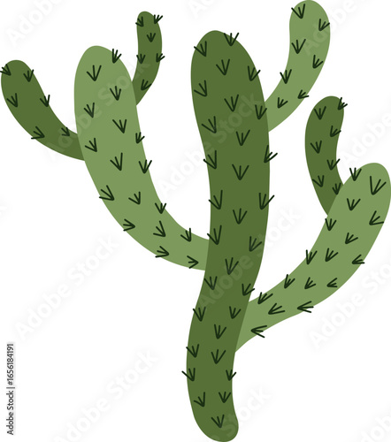 Green cactus with sharp thorns thriving in the desert, embodying the essence of nature, showcasing resilience in an arid climate and highlighting the beauty of survival in harsh environments