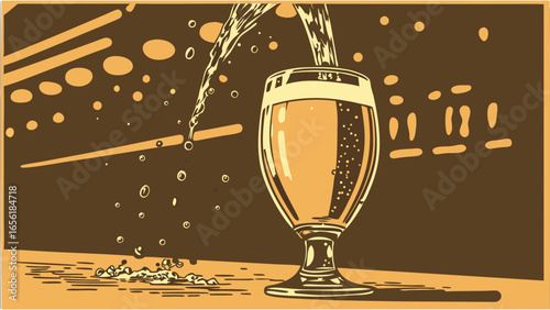 Beer Being Poured into a Glass Illustration.