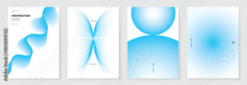 Modern gradient poster on white background vector set. Cover template with blue geometric shape and line different. Modern Design for wall art, flyers, brochures, covers and web banners.
