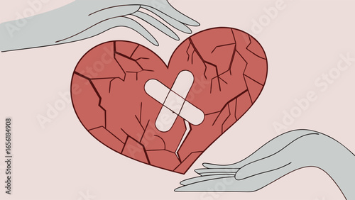 Broken Heart Held by Caring Hands.