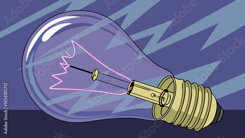 Cartoon Illustration of a Broken Lightbulb.