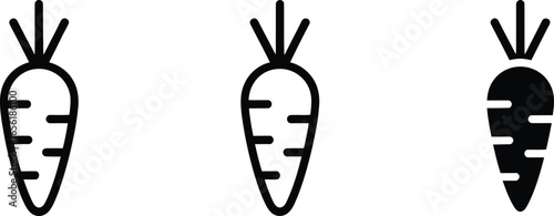 Simple Three Carrots Outlines Isolated on a Transparent Background Icon Design