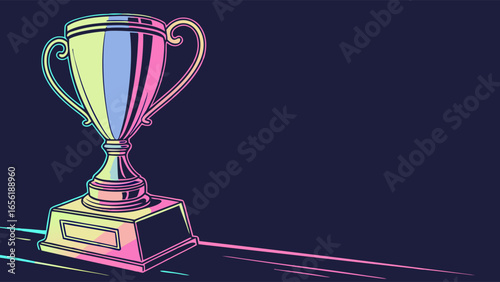 Colorful Retro Style Champion Trophy with Blank Plaque.