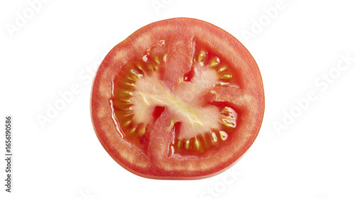 Wallpaper Mural A detailed macro studio photograph of a vibrant ripe red tomato precisely sliced in half showcasing the intricate details of its juicy pulp seeds and succulent interior. Torontodigital.ca