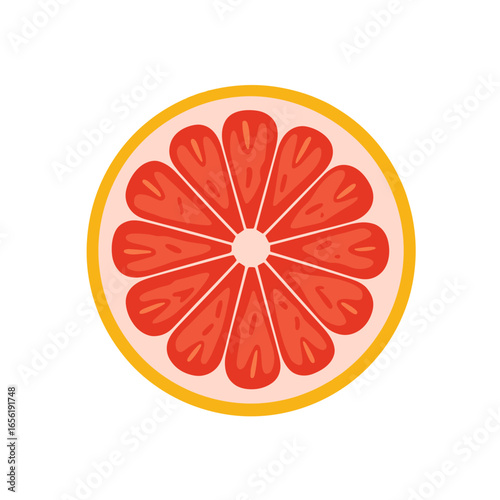 Half grapefruit sliced in vibrant colors on a white background  