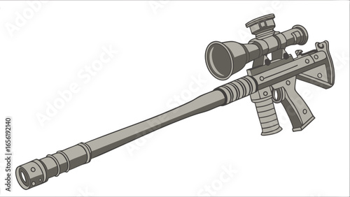 Gray Sniper Rifle with Scope Illustration.