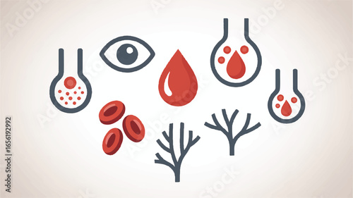 Human Anatomy and Blood Vessels Illustrated with Eye and Red Blood Cells in a Medical Context
