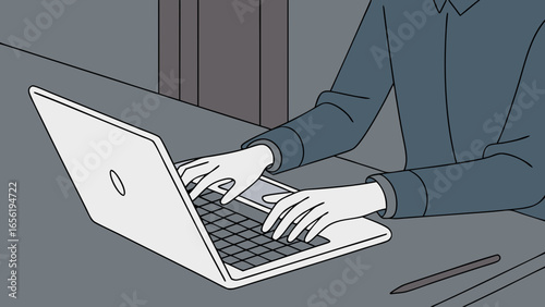 Person Typing on Laptop at a Desk.