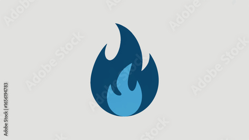 Illustration of Blue Flame on Light Background Symbolizing Energy Heat or Inspiration for Design Projects and Presentations