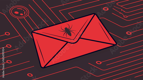 Red Envelope with Spider Symbolizing Cyber Threat.