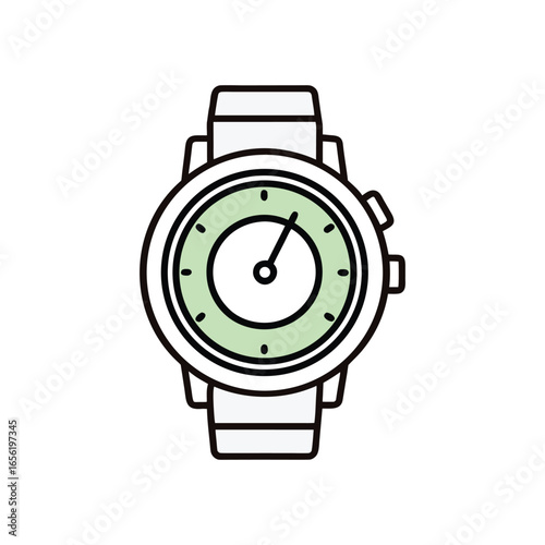 Simple line art illustration of a wristwatch isolated on white background