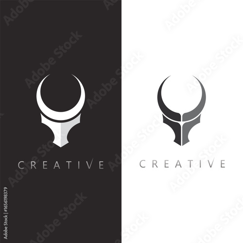 Bold bull head vector logo design icon for energy and vitality representation