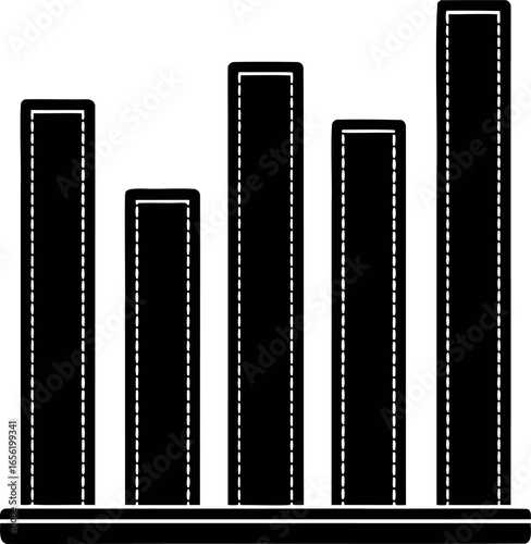 Simple Black and White Bar Graph Illustration Displaying Data Trends
