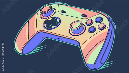 Vibrant Colorful Video Game Controller Design.