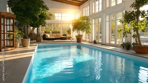 Wallpaper Mural Luxurious Home Featuring an Indoor Pool Illuminated by Sunlight Torontodigital.ca