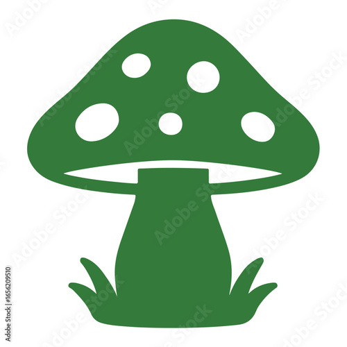 Mushroom on Grass Icon Vector Illustration
