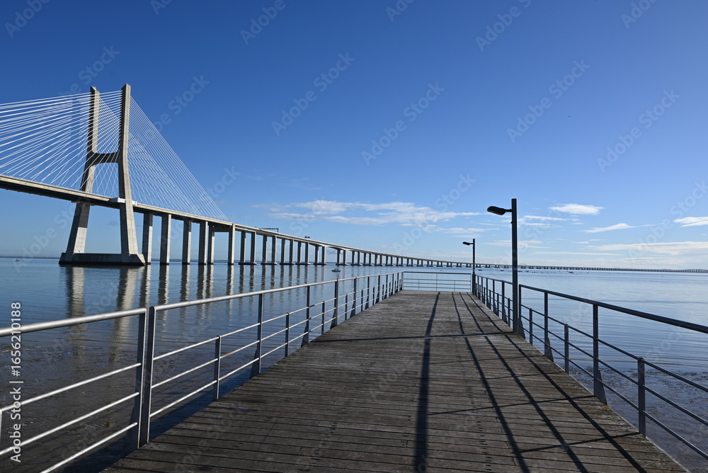 Naklejka premium bridge to the river