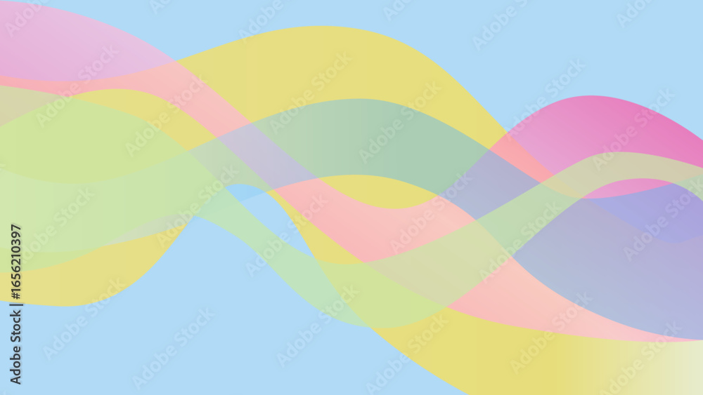 Fototapeta premium Blue, yellow and pink abstract colorful vector background with pink and blue waves. Digital dynamic gradient wallpaper. Luxury backdrop. 