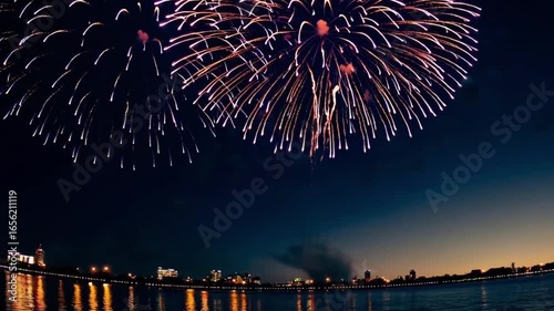 [Reflections of Light] Fireworks Rising from the Lakeside