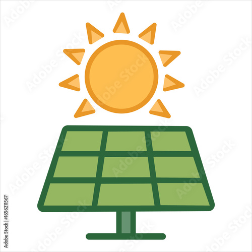Bright summer sun icon vector illustration design with solar panel