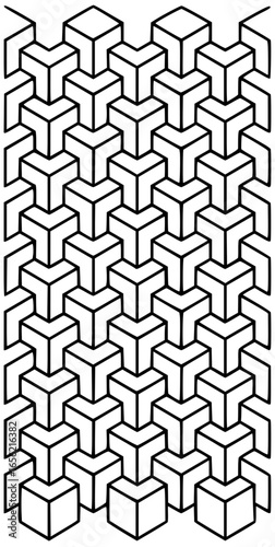 Isometric cubes arranged in a repeating pattern creating an optical illusion of depth and three dimensionality