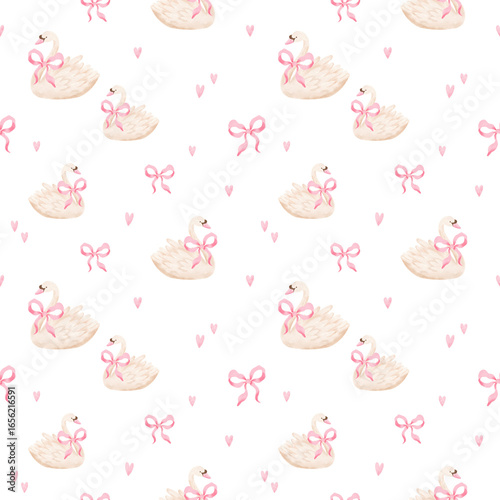 seamless watercolor pattern in coquette or pink princess style