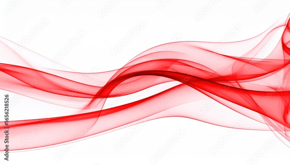 Fototapeta premium Abstract red wave pattern on a white background, showcasing dynamic flowing lines and modern design elements.