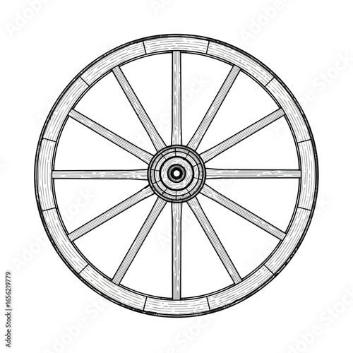 Vector illustration of wooden wheel icon